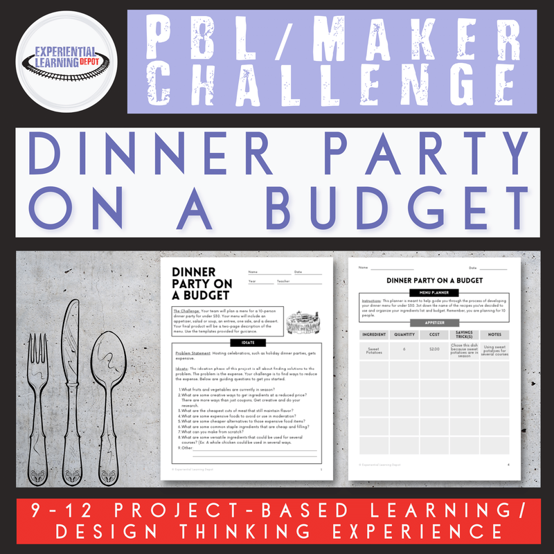 This design thinking project idea asks students to plan a dinner party on a budget. This activity combines many of the design thinking project ideas included in this blog post.