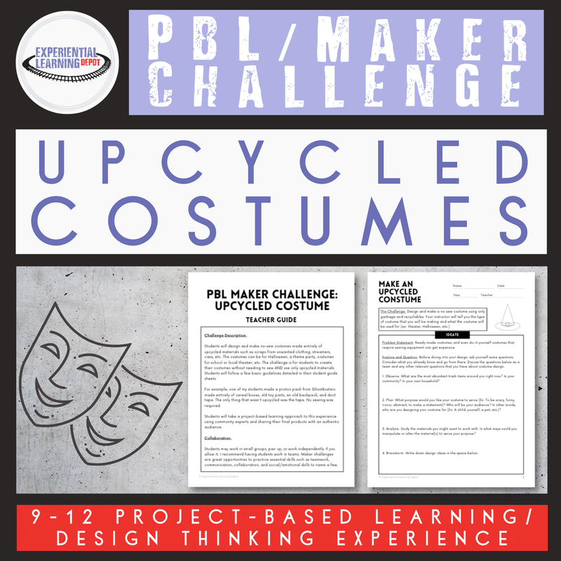 This design thinking project idea asks students to design something to wear, with an emphasis on a costume, using upcycled materials. Again, this resource integrates several of the design thinking project ideas included in this blog post.
