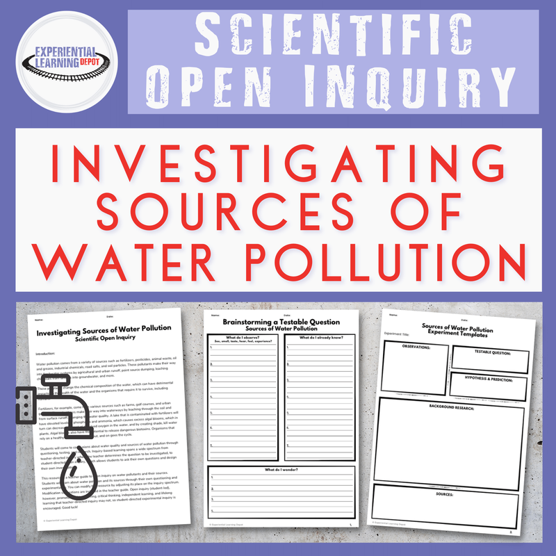 Experiential science water pollution experimental inquiry resource.