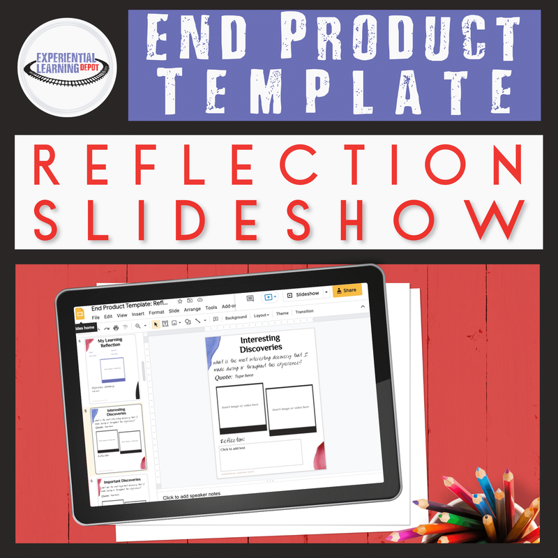 This reflection template can be added to project based learning portfolios.