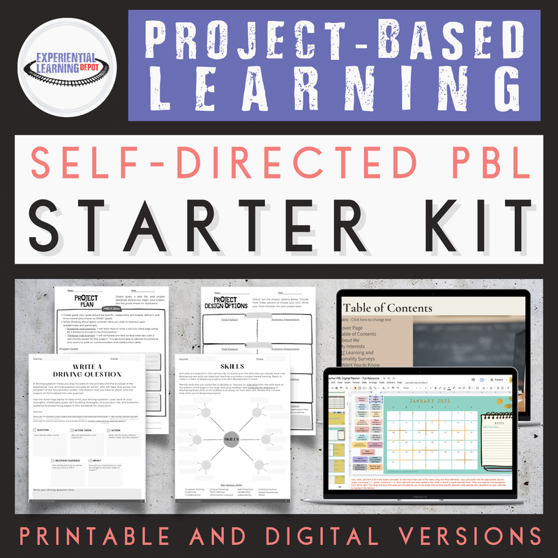This is a high school project-based learning starter kit. All of the steps taken using this resource end up getting documented in the portfolio just as the portfolio student example in this blog post demonstrates.