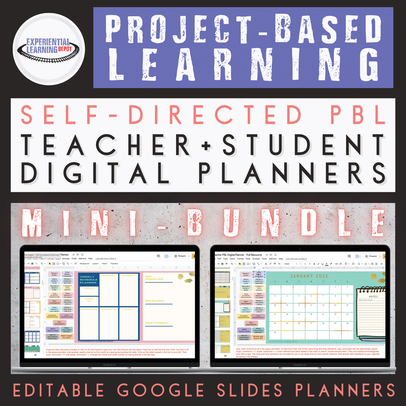 Classroom project based learning materials teacher and student digital planners