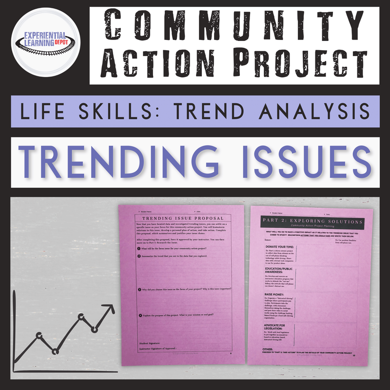 This community action project is an advanced PBL experience for high school students. Students look at trending issues and then tackle that issue by partnering with community experts.