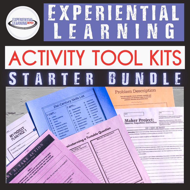 Experiential learning tool kits bundle which includes the design thinking in education student-led tool kit.