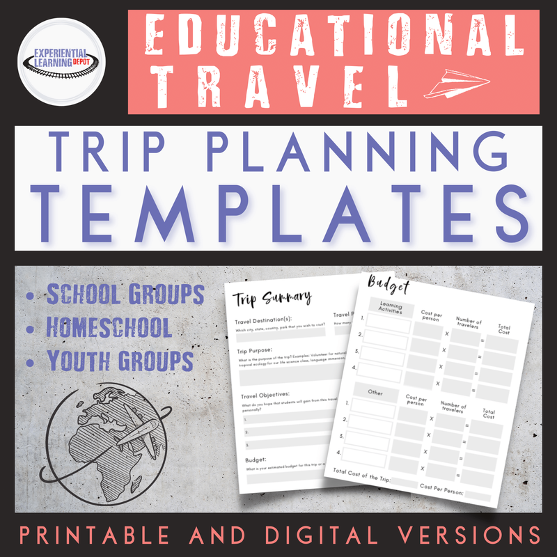 Experiential learning activity resource: templates for planning an educational travel experience. Great resource for teachers/parents and self-directed students.