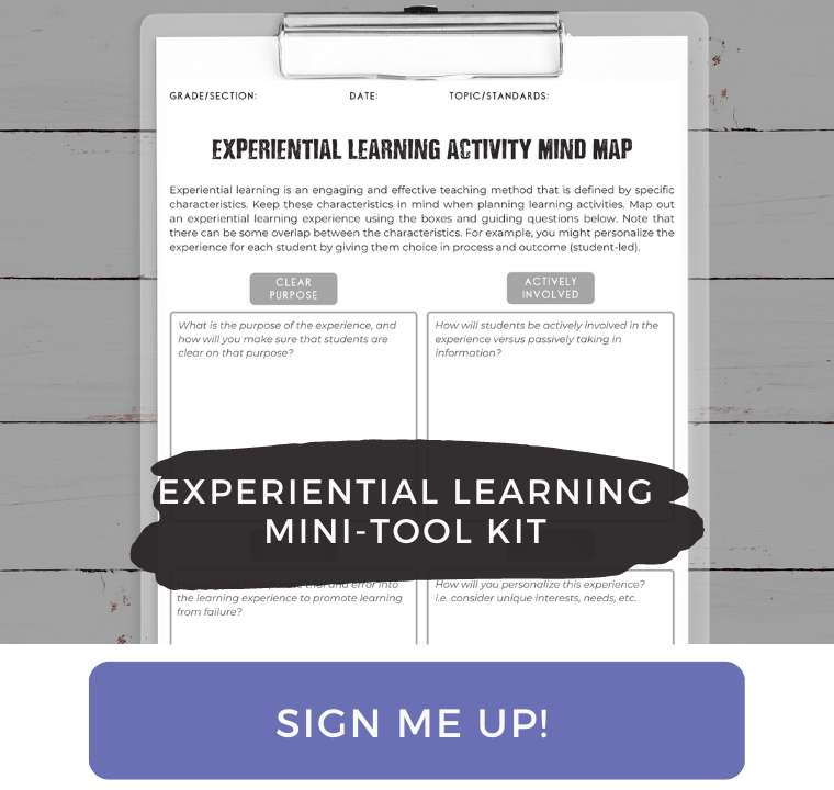 Experiential learning resources that are free including this experiential learning free mini-tool kit