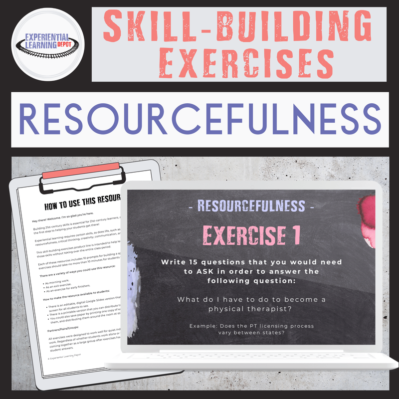 21st-century skills exercises specifically focused on resourcefulness.