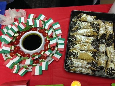 A platter of homemade cannoli's and caprese salads for a multicultural exhibition night at Jennings Community School in St. Paul.