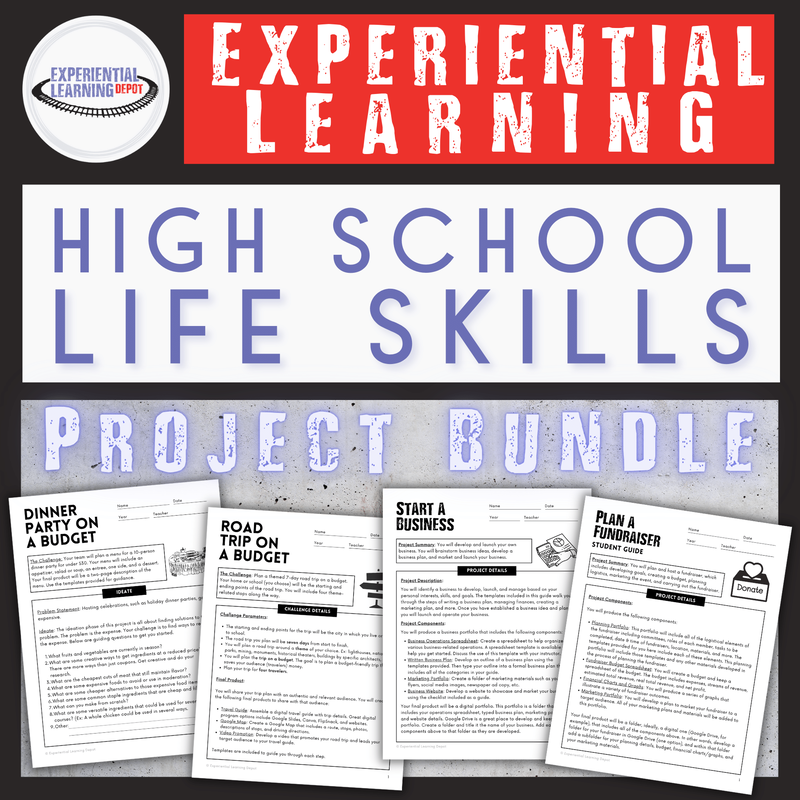 Inquiry-based learning strategies built into a high school life skills PBL bundle.