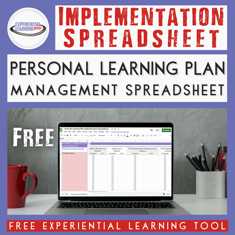 Experiential Learning Activity Resource: Implementation Spreadsheet for Personal Learning Plans.