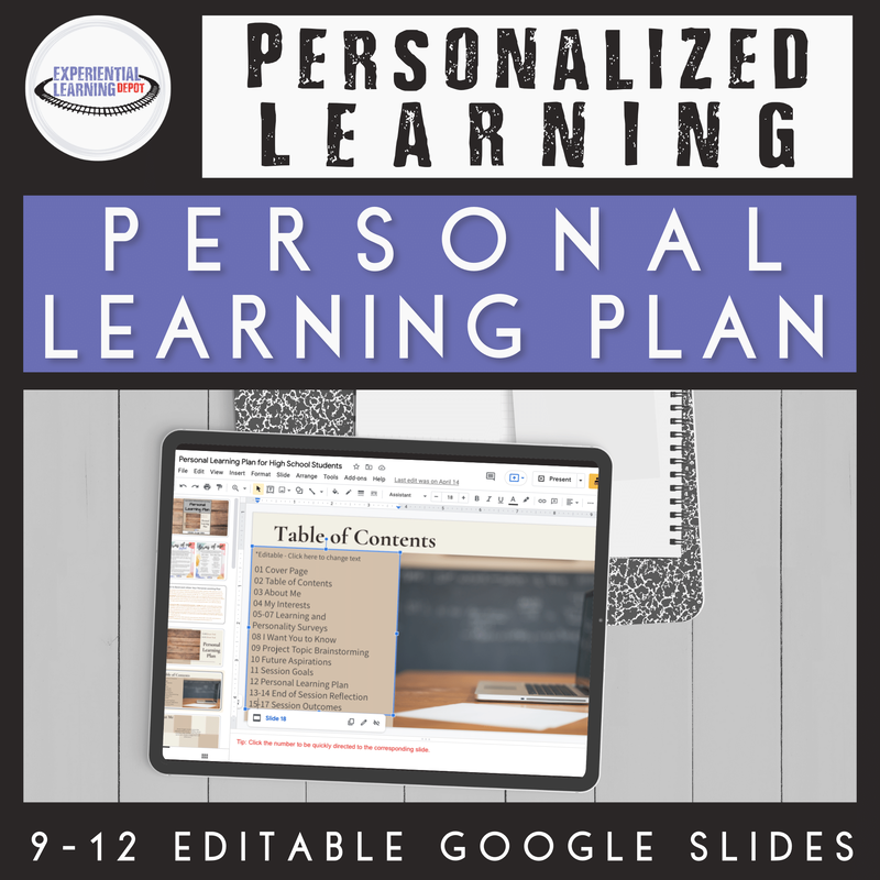 Personal learning plan template for self-directed learning experiences