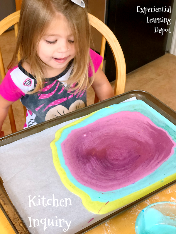 A roll cake is also a fun, easy kitchen science experiment idea. This photo shows us making a control roll cake, and roll cakes each missing one ingredient that we believed was important for cake structure.