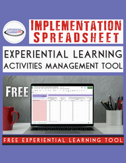Free experiential learning activities management spreadsheet, which includes a spreadsheet specifically for the phases of design thinking in eduacation.