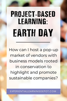 Pop up market of sustainable vendors for project-based learning activities for earth day