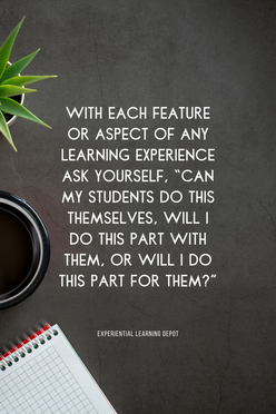 A quote for adjusting the level of support in the experiential learning process.