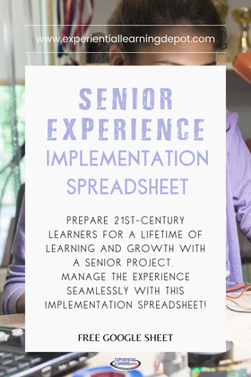 High School Senior Project Implementation spreadsheet