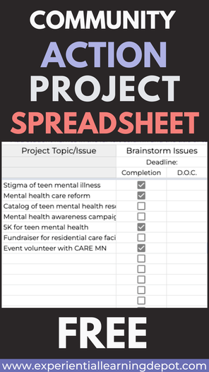 Free community action projects implementation spreadsheet