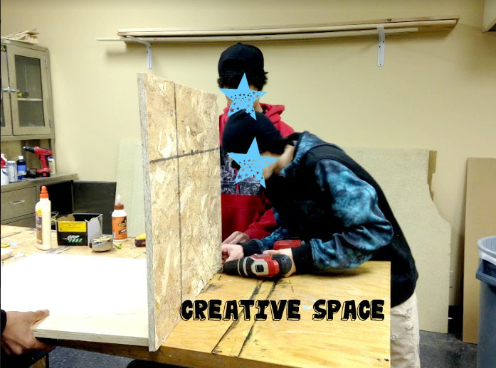 Student-directed learning space feature, which in this photo is a maker space.