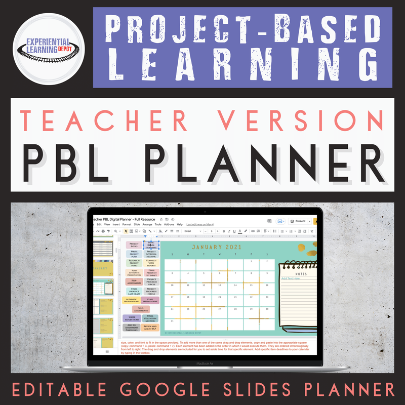 Full teacher planner resource to organize steps in project-based learning for self-directed learners.