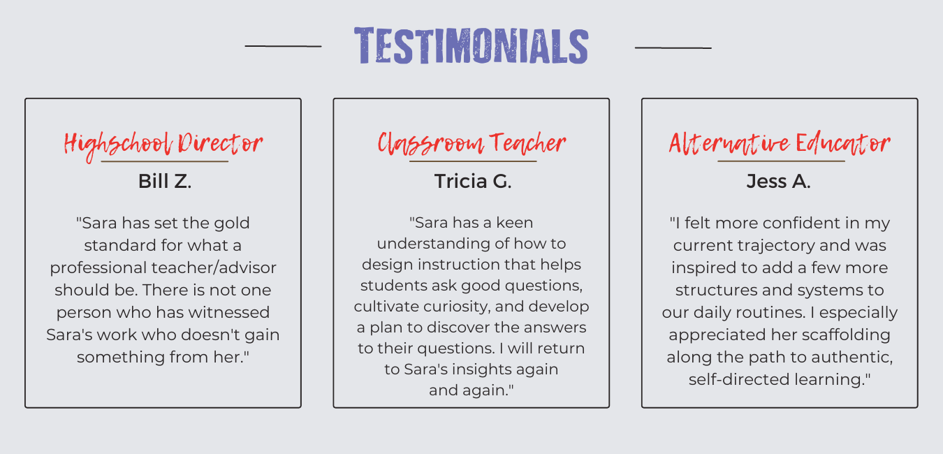 Testimonials about the student-centered learning course.