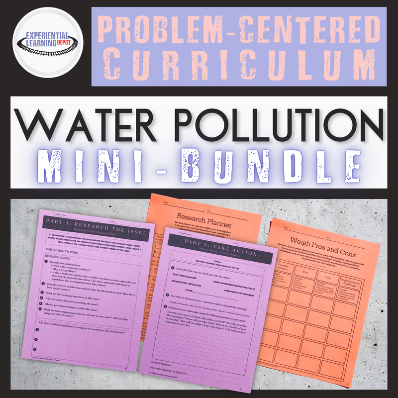 Water pollution experiential learning activity problem-solving bundle.